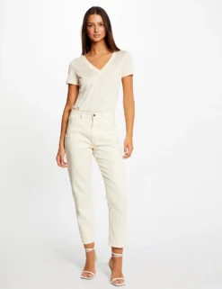 T-shirt Manches Courtes Fils Métallisés Ivoire Femme -Mode de Reve Magasin t shirt manches courtes fils metallises ivoire femme vue5 32536300949210203