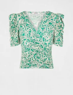 T-shirt Manches Courtes Froncé Imprimé Multico Femme -Mode de Reve Magasin t shirt manches courtes fronce imprime multico femme vue3 32536300967430900