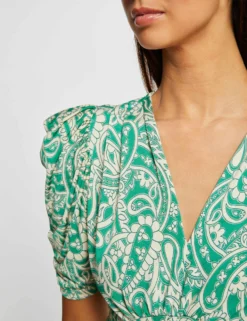 T-shirt Manches Courtes Froncé Imprimé Multico Femme -Mode de Reve Magasin t shirt manches courtes fronce imprime multico femme vue4 32536300967430900