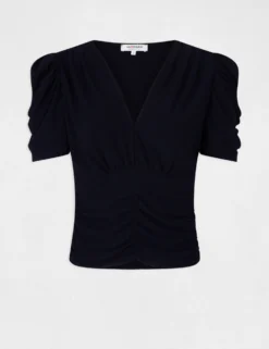 T-shirt Manches Courtes Froncé Marine Femme -Mode de Reve Magasin t shirt manches courtes fronce marine femme vue3 32536300959190301