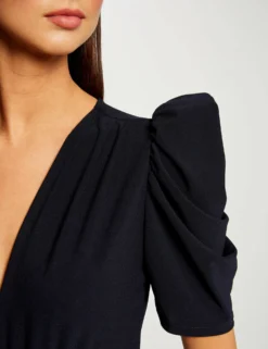 T-shirt Manches Courtes Froncé Marine Femme -Mode de Reve Magasin t shirt manches courtes fronce marine femme vue4 32536300959190301