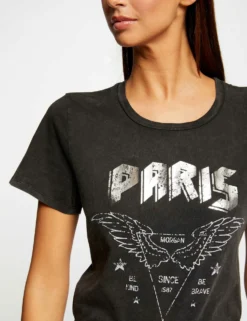 T-shirt Manches Courtes Gris Moyen Femme -Mode de Reve Magasin t shirt manches courtes gris moyen femme vue4 32536300929580102