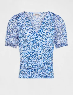 T-shirt Manches Courtes Imprimé Abstrait Bleu Femme -Mode de Reve Magasin t shirt manches courtes imprime abstrait bleu femme vue3 32536300963850300