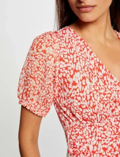 T-shirt Manches Courtes Imprimé Abstrait Orange Femme -Mode de Reve Magasin t shirt manches courtes imprime abstrait orange femme vue4 32536300963850703