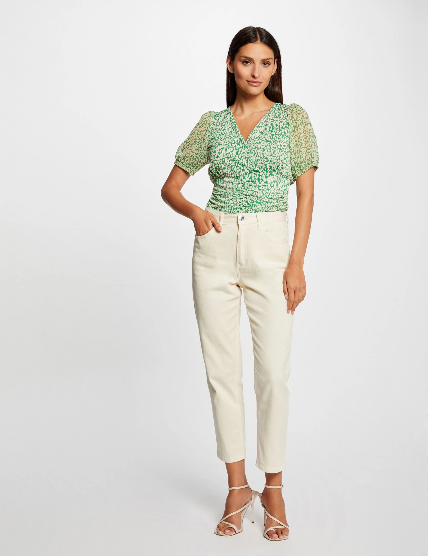 T-shirt Manches Courtes Imprimé Abstrait Vert Femme 3 T-shirt Manches Courtes Imprimé Abstrait Vert Femme – Image 3