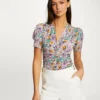 T-shirt Manches Courtes Imprimé Floral Multico Femme