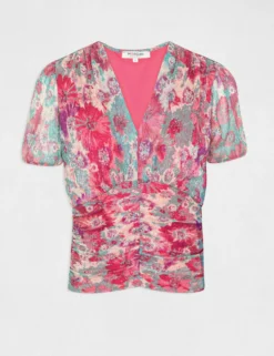 T-shirt Manches Courtes Imprimé Floral Rose Femme -Mode de Reve Magasin t shirt manches courtes imprime floral rose femme vue3 32536300954270503