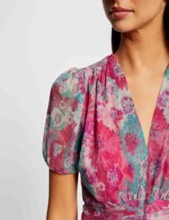 T-shirt Manches Courtes Imprimé Floral Rose Femme -Mode de Reve Magasin t shirt manches courtes imprime floral rose femme vue4 32536300954270503