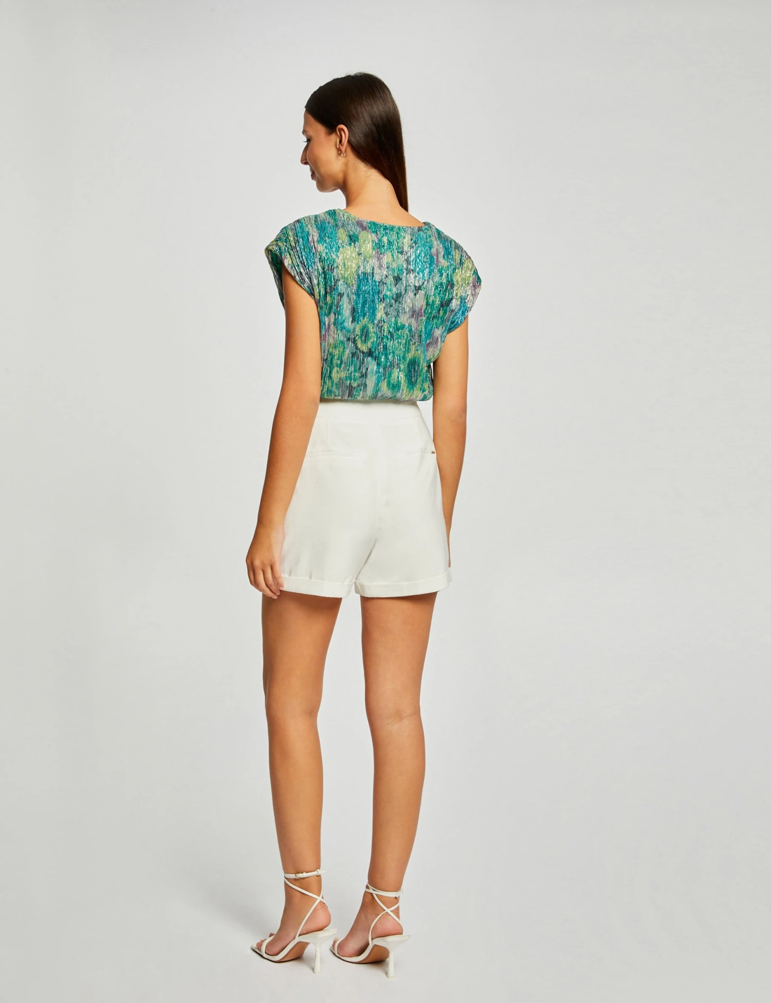 T-shirt Manches Courtes Imprimé Floral Vert Femme 2 T-shirt Manches Courtes Imprimé Floral Vert Femme – Image 2