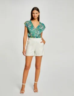 T-shirt Manches Courtes Imprimé Floral Vert Femme 7 T-shirt Manches Courtes Imprimé Floral Vert Femme -Mode de Reve Magasin t shirt manches courtes imprime floral vert femme vue5 32536300962730600