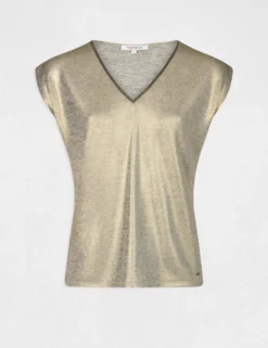 T-shirt Manches Courtes Métallisé Dore Femme 8 T-shirt Manches Courtes Métallisé Dore Femme -Mode de Reve Magasin t shirt manches courtes metallise dore femme vue3 32536300941820401