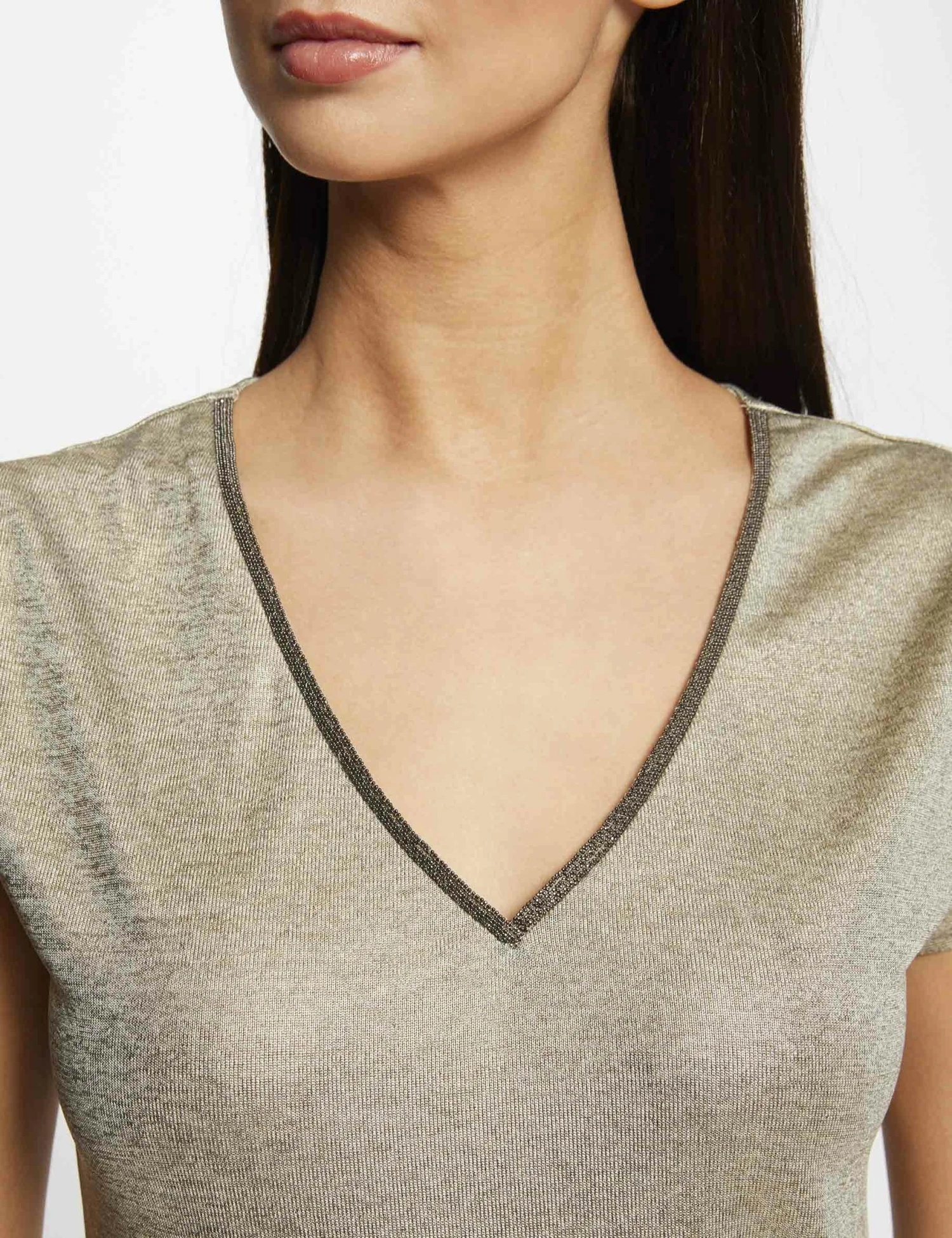 T-shirt Manches Courtes Métallisé Dore Femme 5 T-shirt Manches Courtes Métallisé Dore Femme – Image 5