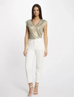 T-shirt Manches Courtes Métallisé Dore Femme 7 T-shirt Manches Courtes Métallisé Dore Femme -Mode de Reve Magasin t shirt manches courtes metallise dore femme vue5 32536300941820401