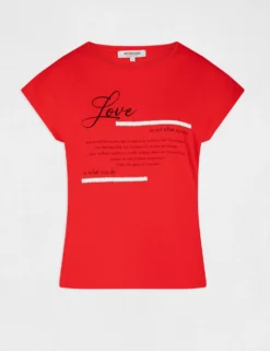 T-shirt Manches Courtes Rouge Femme -Mode de Reve Magasin t shirt manches courtes rouge femme vue3 32536300930270500