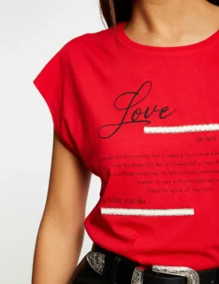 T-shirt Manches Courtes Rouge Femme -Mode de Reve Magasin t shirt manches courtes rouge femme vue4 32536300930270500