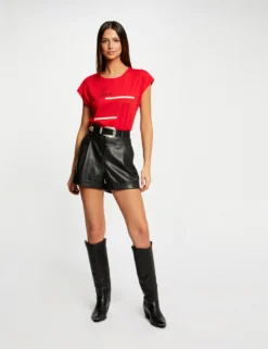 T-shirt Manches Courtes Rouge Femme -Mode de Reve Magasin t shirt manches courtes rouge femme vue5 32536300930270500