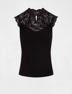 T-shirt Sans Manches à Dentelle Noir Femme -Mode de Reve Magasin t shirt sans manches a dentelle noir femme vue3 32536300949300100