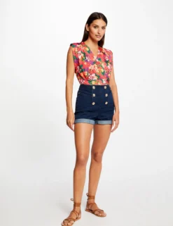 T-shirt Sans Manches Satin Imprimé Multico Femme -Mode de Reve Magasin t shirt sans manches satin imprime multico femme vue5 32536300960310900